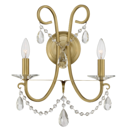 Product image for Othello 2 Light Wall Sconce - Vibrant Gold w/ Hand Cut Crystal