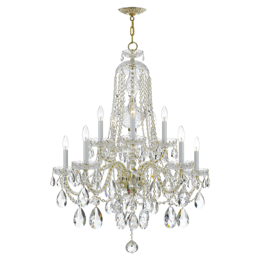 Product image for Traditional Crystal 10 Light Chandelier - Polished Brass w/ Swarovski Strass Crystal