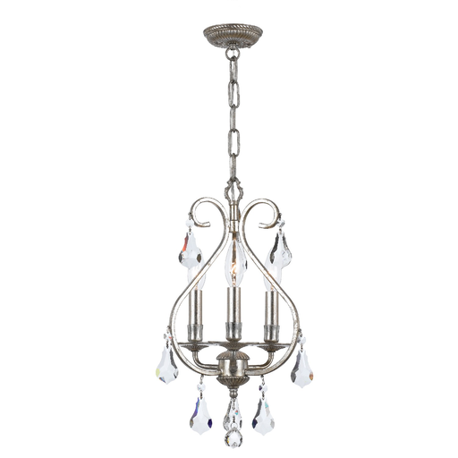 Product image for Ashton 3 Light Mini Chandelier - Olde Silver w/ Hand Cut Crystal