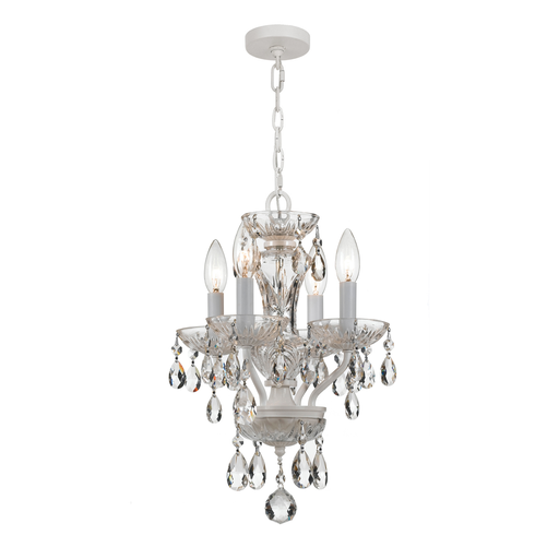 Product image for Traditional Crystal 4 Light Mini Chandelier - Wet White w/ Clear Italian Crystal