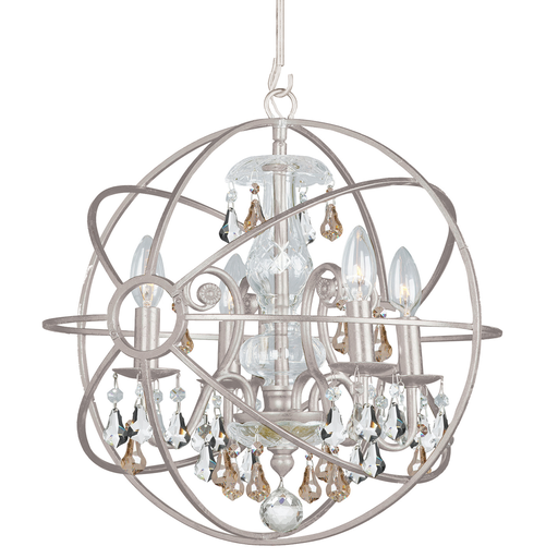 Product image for Solaris 4 Light Mini Chandelier - Olde Silver w/ Golden Shadow Hand Cut Crystal