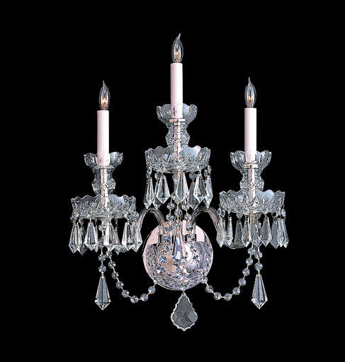 Product image for Traditional Crystal 3 Light Wall Sconce - Polished Chrome