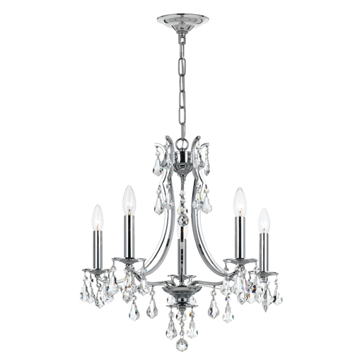 Product image for Cedar 5 Light Mini Chandelier - Polished Chrome w/ Hand Cut Crystal
