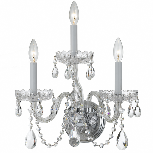 Product image for Traditional Crystal 3 Light Wall Sconce - Polished Chrome w/ Swarovski Strass Crystal
