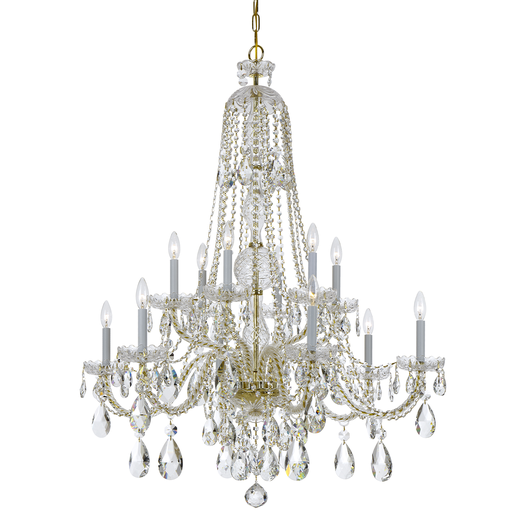 Product image for Traditional Crystal 12 Light Chandelier - Polished Brass