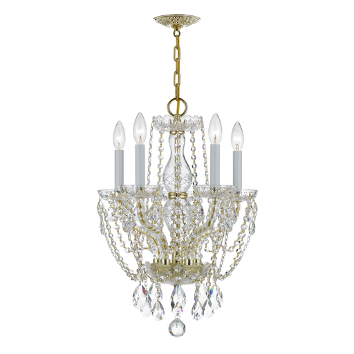 Product image for Traditional Crystal 5 Light Mini Chandelier - Polished Brass w/ Swarovski Spectra Crystal