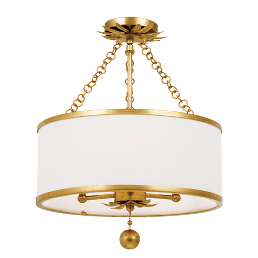 Product image for Broche 3 Light Semi-Flush Mount - Antique Gold