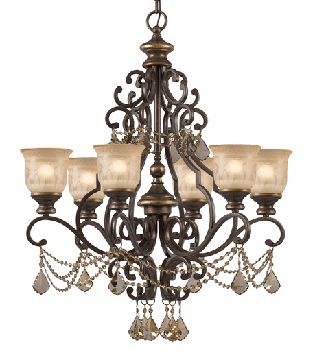 Product image for Norwalk 6 Light Chandelier - Bronze Umber w/ Golden Teak Hand Cut Crystal