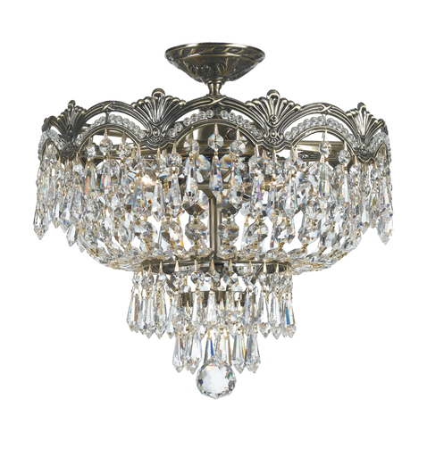 Product image for Majestic 3 Light Semi-Flush Mount - Historic Brass w/ Swarovski Strass Crystal