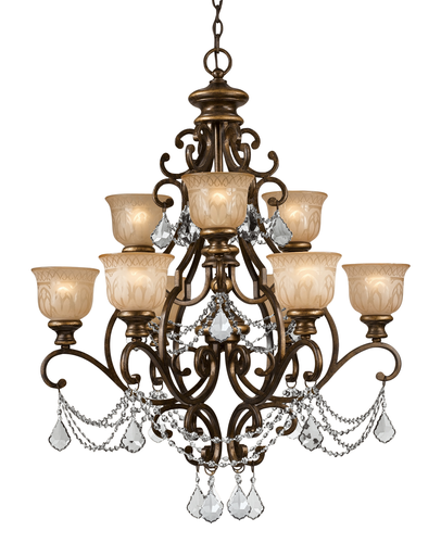 Product image for Norwalk 9 Light Chandelier - Bronze Umber w/ Hand Cut Crystal