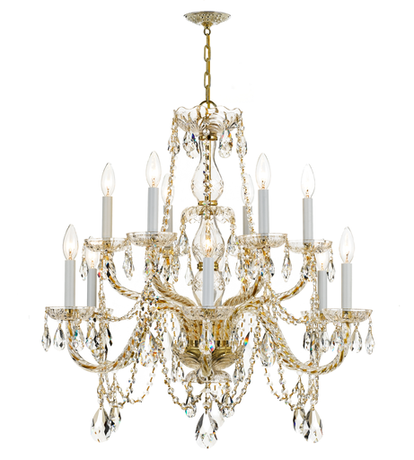 Product image for Traditional Crystal 12 Light Chandelier - Polished Brass w/ Swarovski Strass Crystal