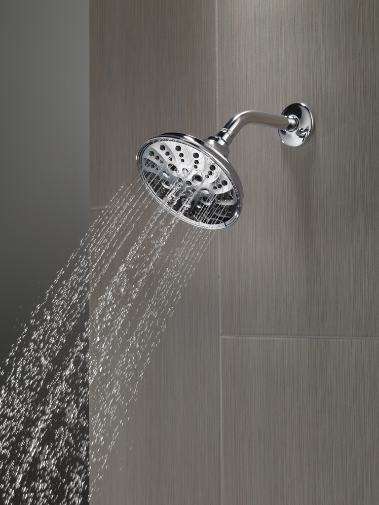 Delta Universal Showering Components: H2Okinetic® 5-Setting Traditional Raincan Shower Head - Chrome