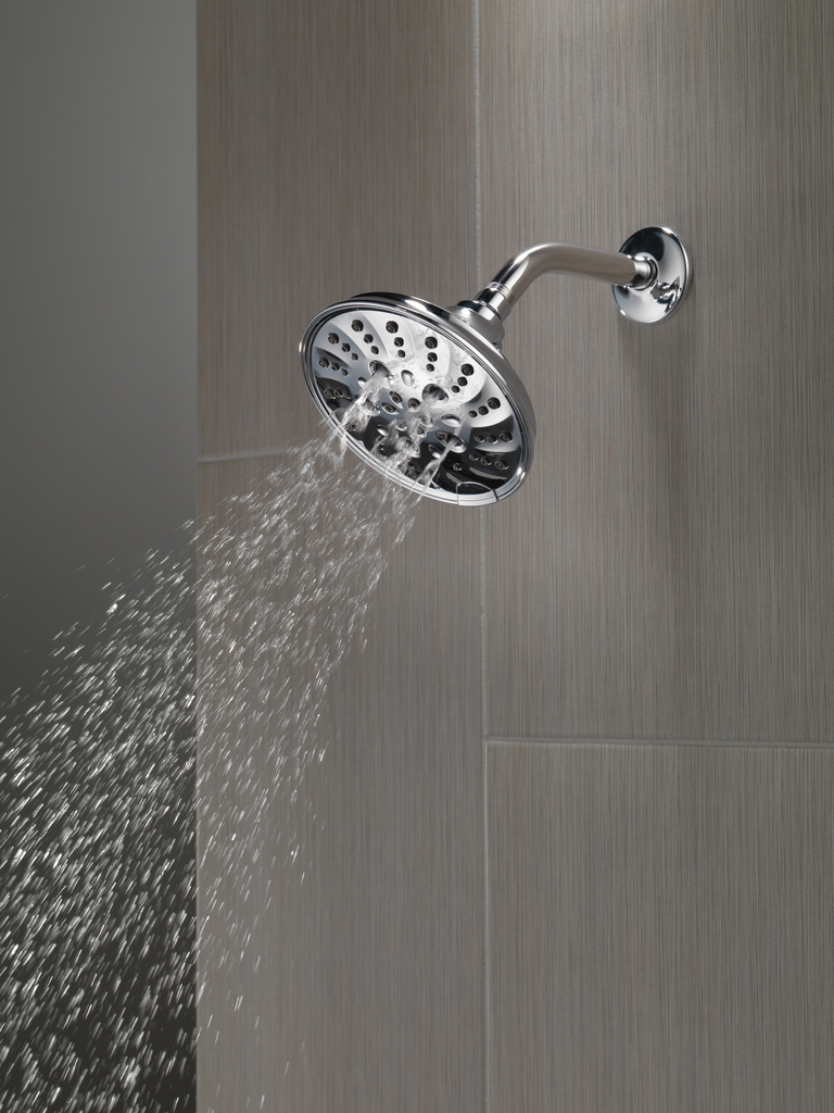 Delta Universal Showering Components: H2Okinetic® 5-Setting Traditional Raincan Shower Head - Chrome