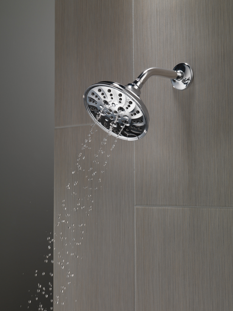 Delta Universal Showering Components: H2Okinetic® 5-Setting Traditional Raincan Shower Head - Chrome