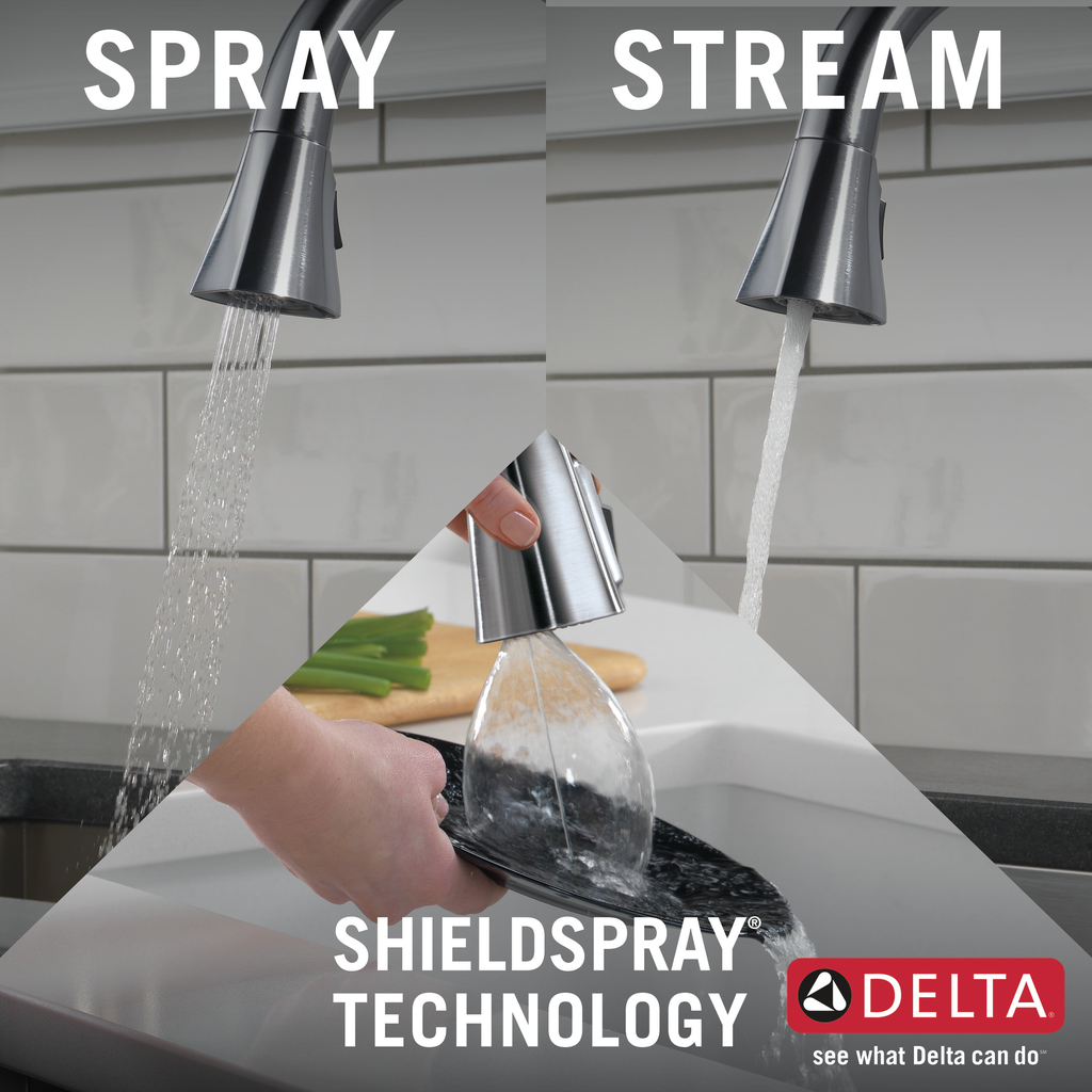 Delta Mateo®: Single Handle Pull-Down Kitchen Faucet With Shieldspray® Technology - Single Handle Lever - Arctic Stainless