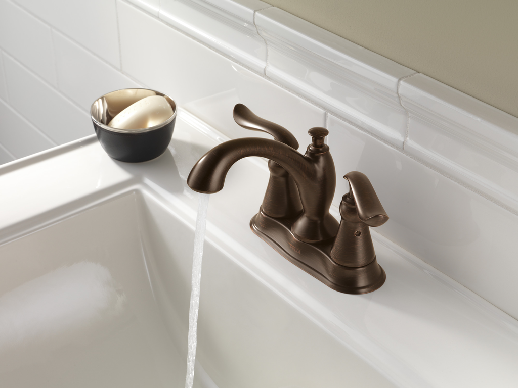 Delta Linden™: Two Handle Centerset Bathroom Faucet - Two Handle Lever - Venetian Bronze