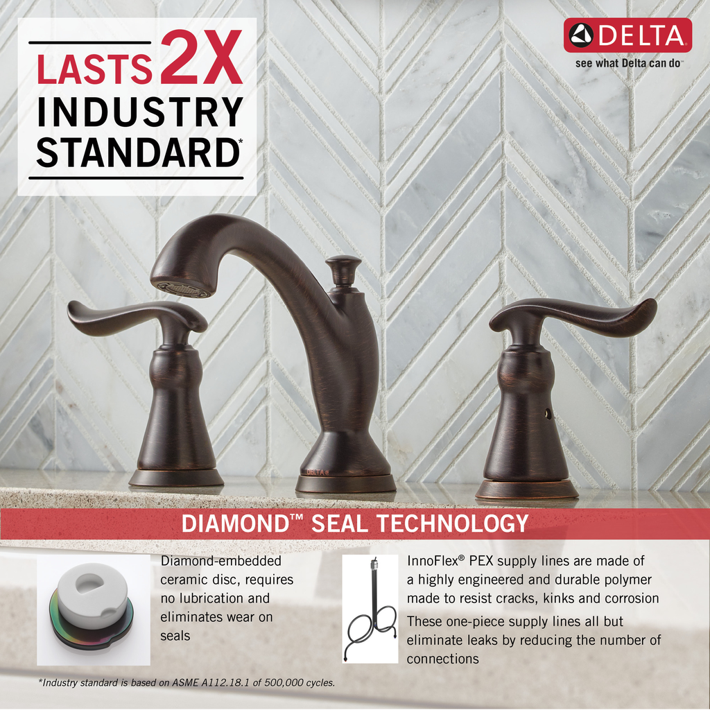 Delta Linden™: Two Handle Widespread Bathroom Faucet - Two Handle Lever - Venetian Bronze