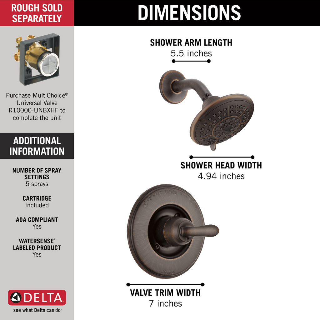Delta Linden™: Monitor® 14 Series Shower Trim - Single Handle Lever - Venetian Bronze