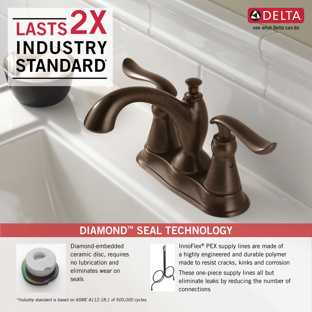 Delta Linden™: Two Handle Centerset Bathroom Faucet - Two Handle Lever - Venetian Bronze