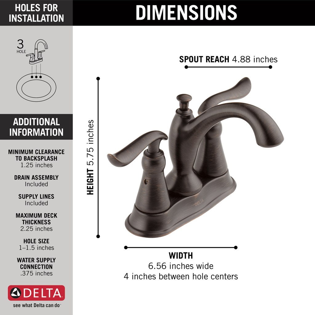 Delta Linden™: Two Handle Centerset Bathroom Faucet - Two Handle Lever - Venetian Bronze