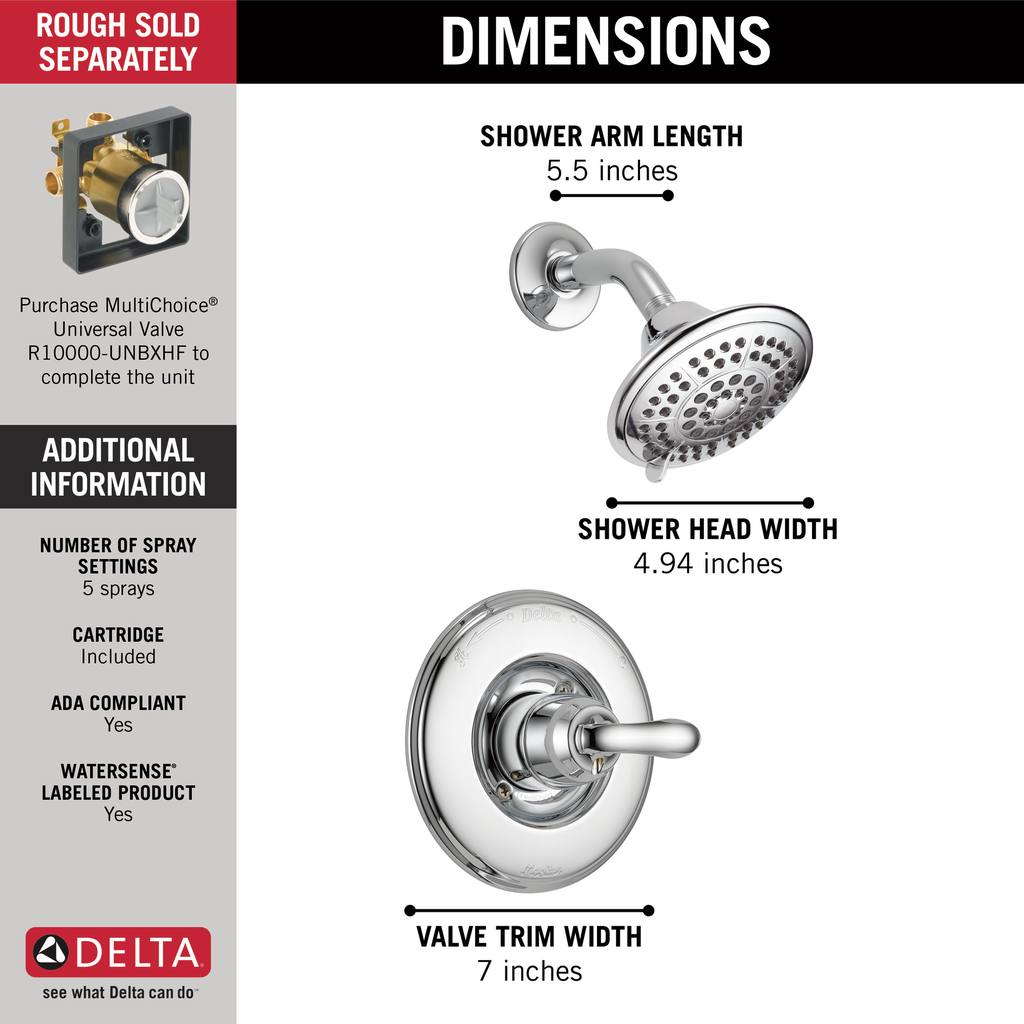 Delta Linden™: Monitor® 14 Series Shower Trim - Single Handle Lever - Chrome