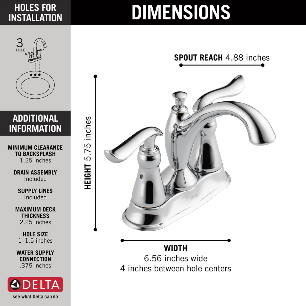 Delta Linden™: Two Handle Centerset Bathroom Faucet - Two Handle Lever - Chrome
