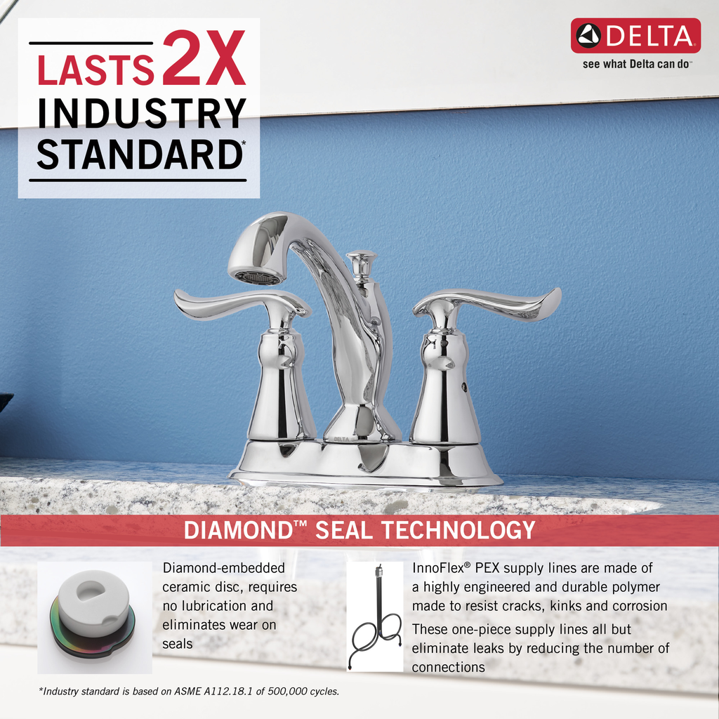 Delta Linden™: Two Handle Centerset Bathroom Faucet - Two Handle Lever - Chrome