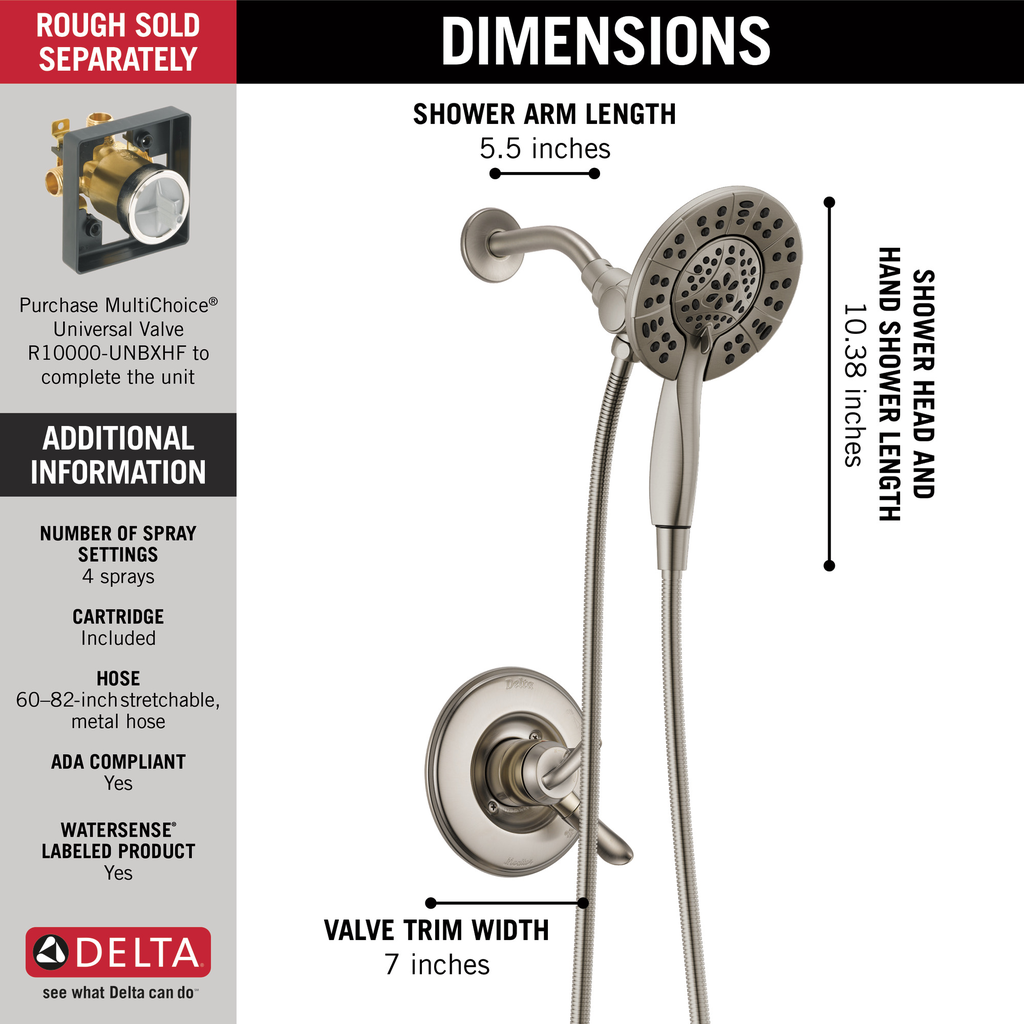 Delta Linden™: Monitor® 17 Series Shower Trim With In2Ition® - Single Handle Lever - Stainless