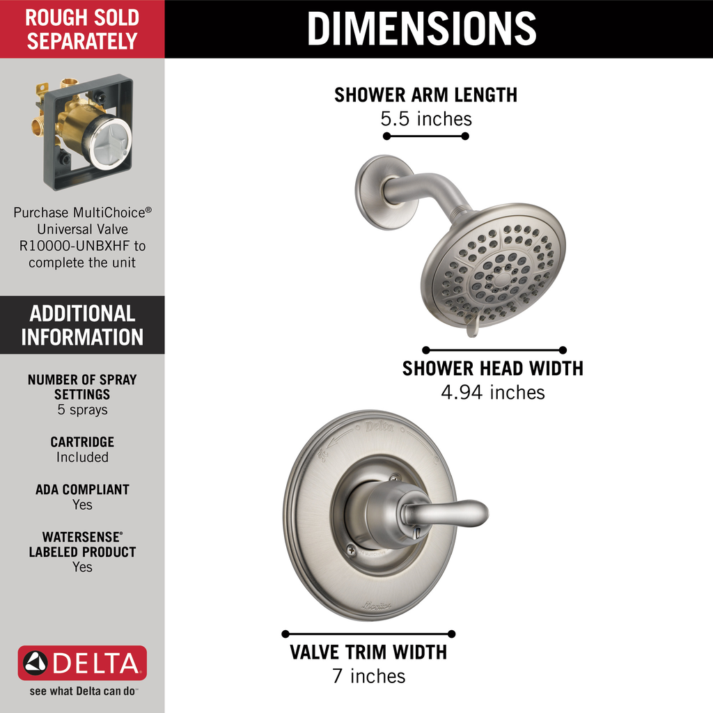 Delta Linden™: Monitor® 14 Series Shower Trim - Single Handle Lever - Stainless
