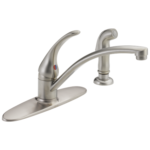 Delta Foundations®: Single Handle Kitchen Faucet With Spray - Single Handle Lever - Stainless