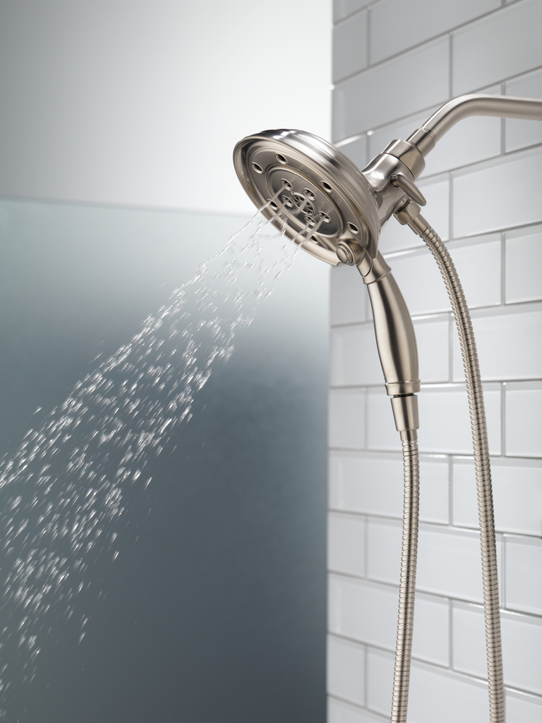 Delta Universal Showering Components: H2Okinetic® In2Ition® 4-Setting Two-In-One Shower - Stainless