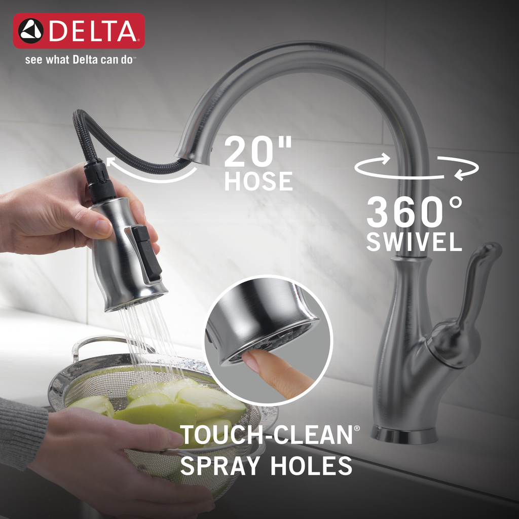 Delta Leland®: Single Handle Pull-Down Kitchen Faucet With Shieldspray® Technology - Single Handle Lever - Arctic Stainless