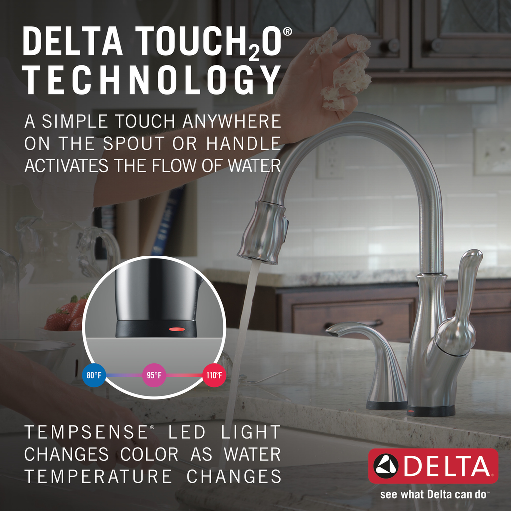 Delta Leland®: Single Handle Pull-Down Kitchen Faucet With Touch2O® And Shieldspray® Technologies - Single Handle Lever - Arctic Stainless