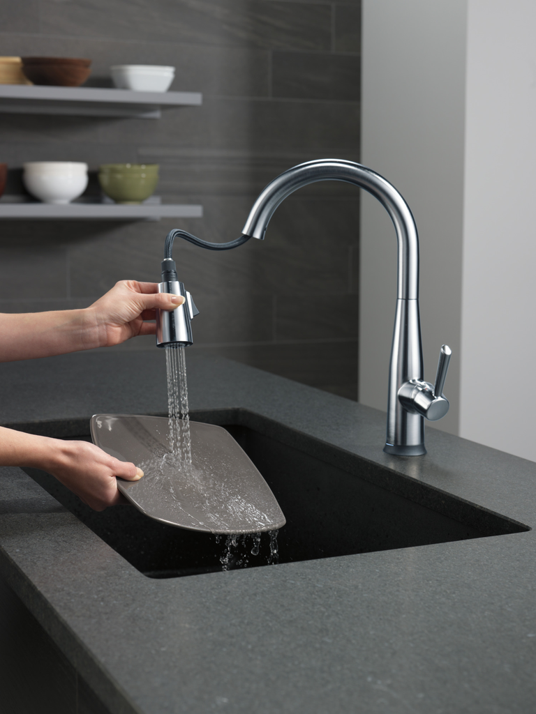 Delta Essa®: Single Handle Pull-Down Kitchen Faucet With Touch2O® Technology - Single Handle Lever - Arctic Stainless
