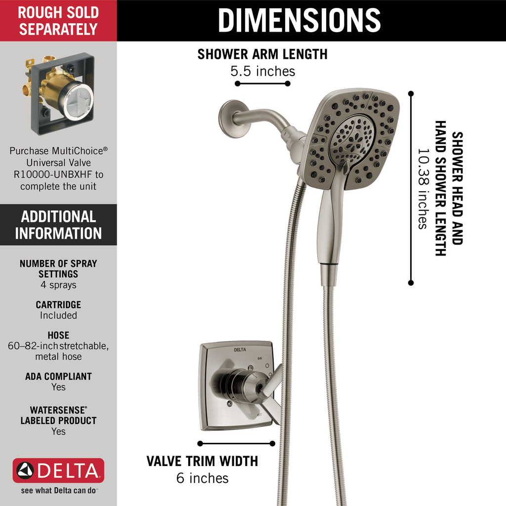 Delta Ashlyn®: Monitor® 17 Series Shower Trim With In2Ition® - Single Handle Lever - Stainless