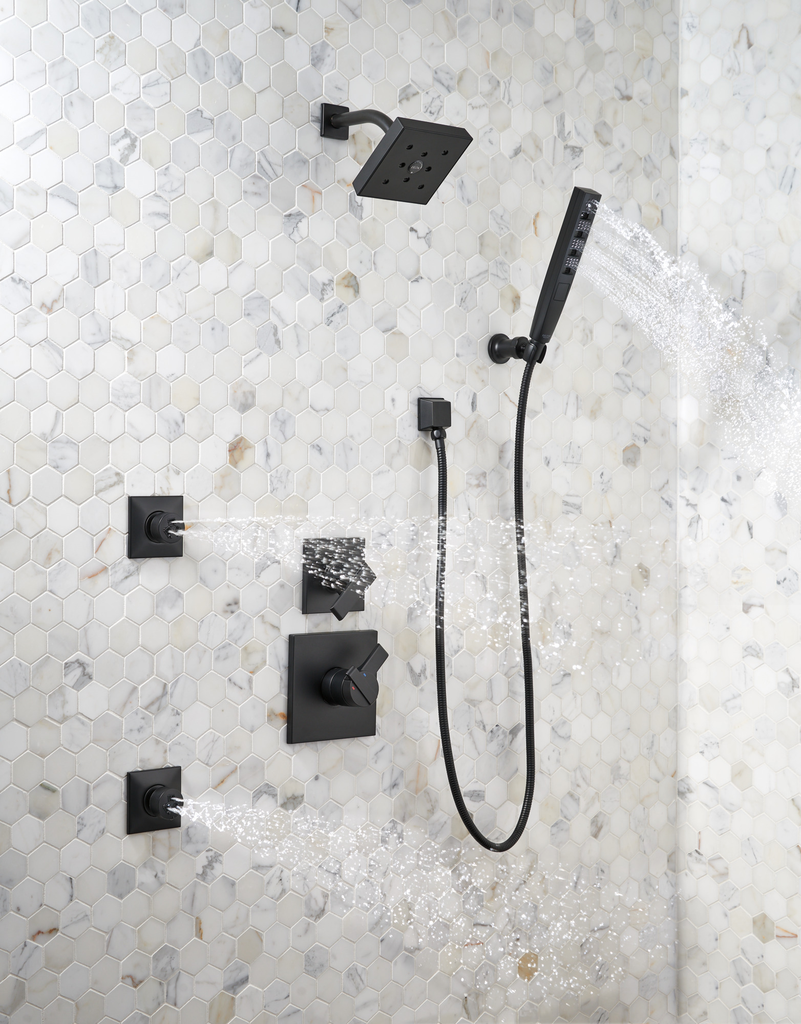Delta Universal Showering Components: Square Wall Elbow For Hand Shower - Matte Black