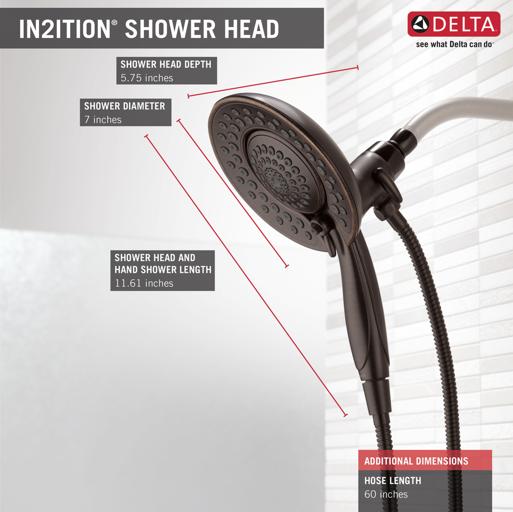 Delta Universal Showering Components: In2Ition® 5-Setting Two-In-One Shower - Venetian Bronze