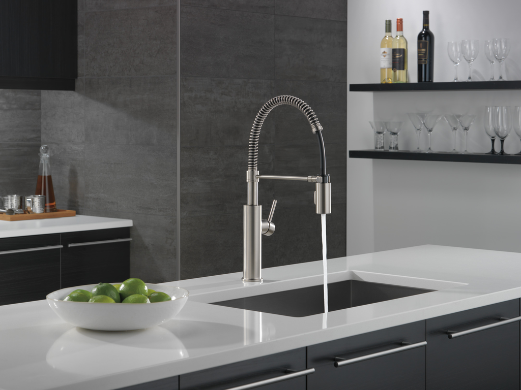 Delta Antoni®: Single-Handle Pull-Down Spring Kitchen Faucet - Single Handle Lever - Spotshield Stainless