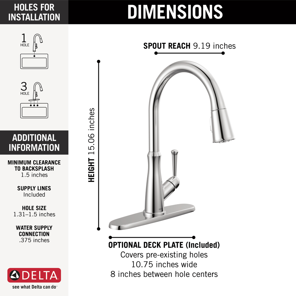 Delta Westville®: Single Handle Pull-Down Kitchen Faucet - Single Handle Lever - Chrome