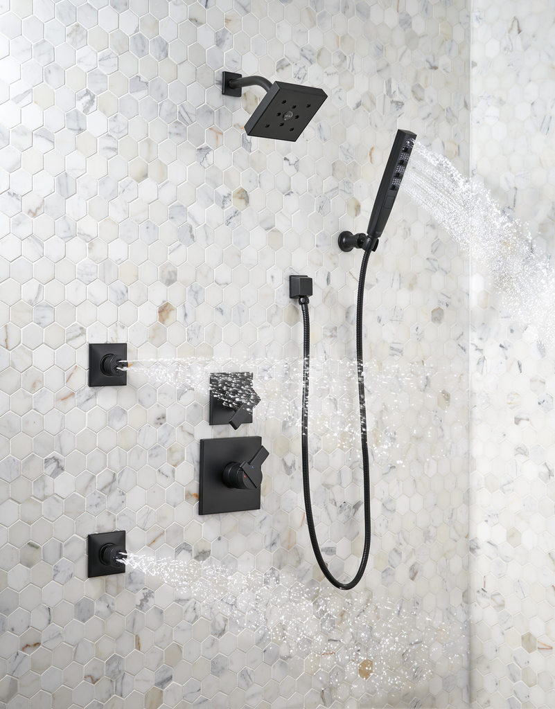 Delta Universal Showering Components: Square Wall Elbow For Hand Shower - Matte Black