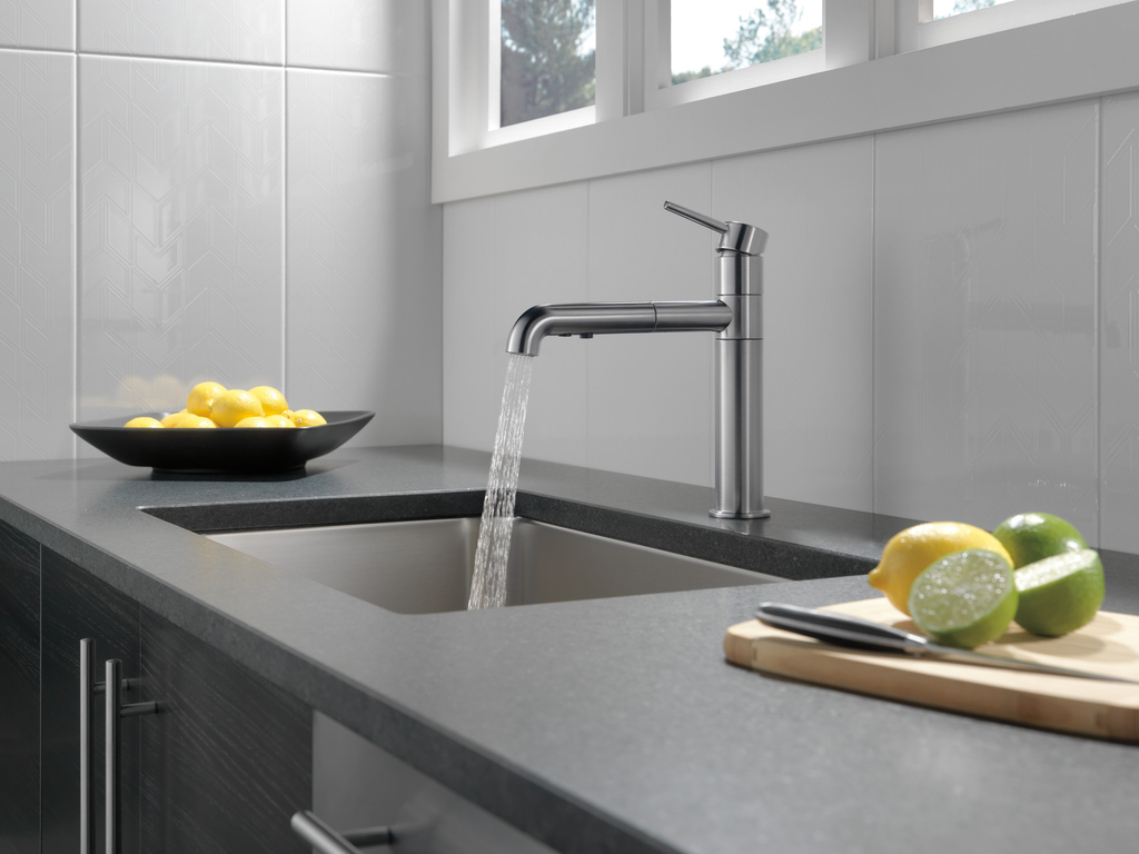 Delta Trinsic®: Single Handle Pull-Out Kitchen Faucet - Single Handle Lever - Arctic Stainless