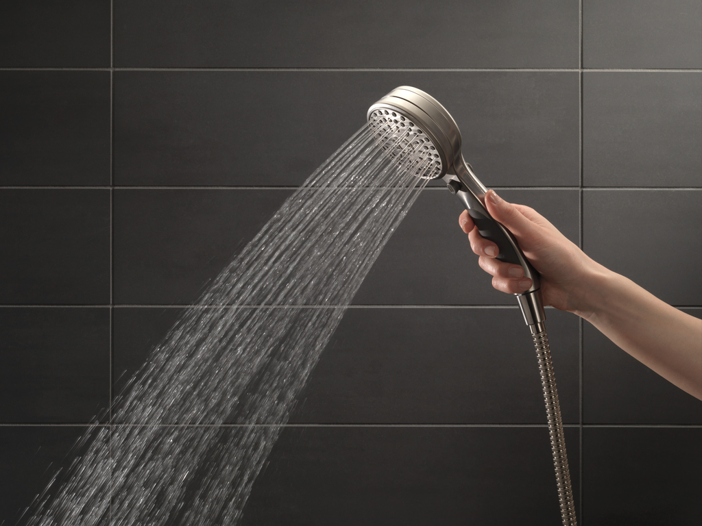 Delta Universal Showering Components: Activtouch® 9-Setting Adjustable Wall Mount Hand Shower - Stainless