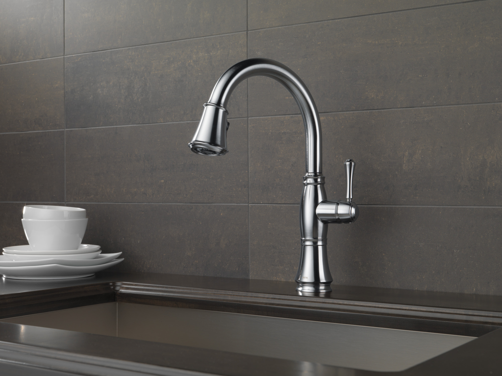 Delta Cassidy®: Single Handle Pull-Down Kitchen Faucet - Single Handle Lever - Lumicoat® Arctic Stainless