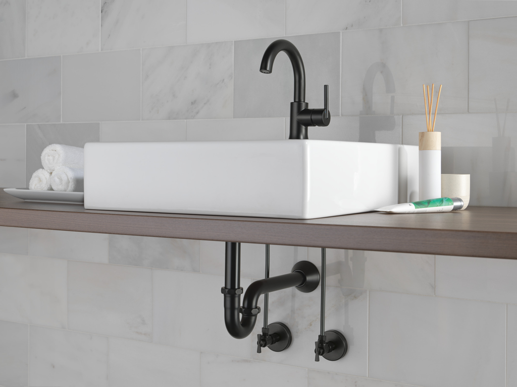 Delta Trinsic®: Single Handle Bathroom Faucet - Single Handle Lever - Matte Black
