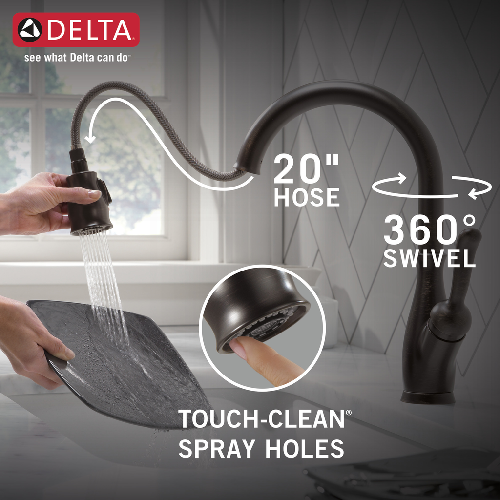 Delta Leland®: Single Handle Pull-Down Kitchen Faucet With Shieldspray® Technology - Single Handle Lever - Venetian Bronze
