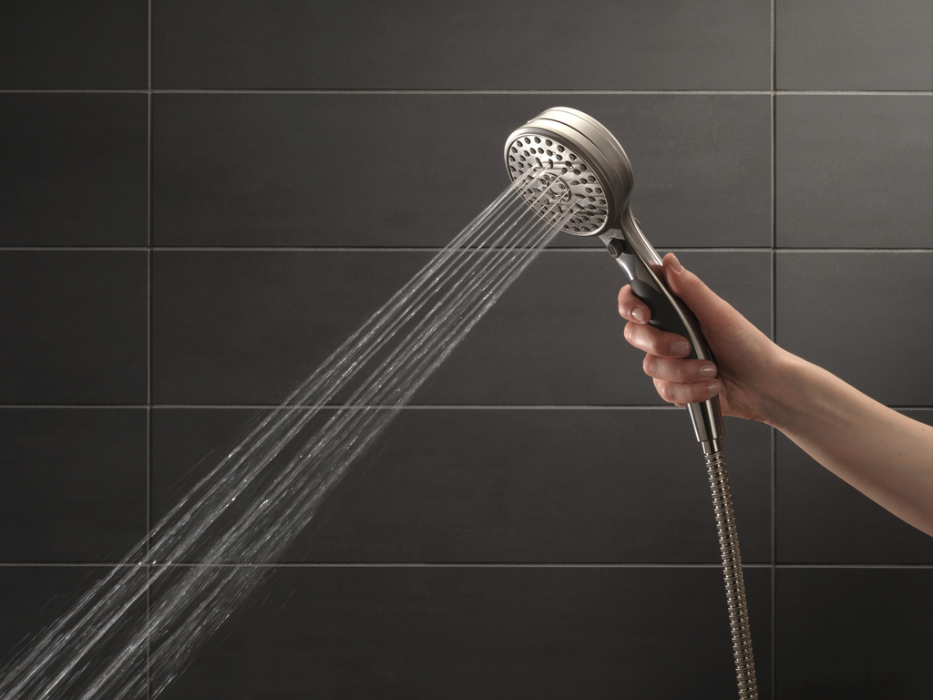 Delta Universal Showering Components: Activtouch® 9-Setting Adjustable Wall Mount Hand Shower - Stainless