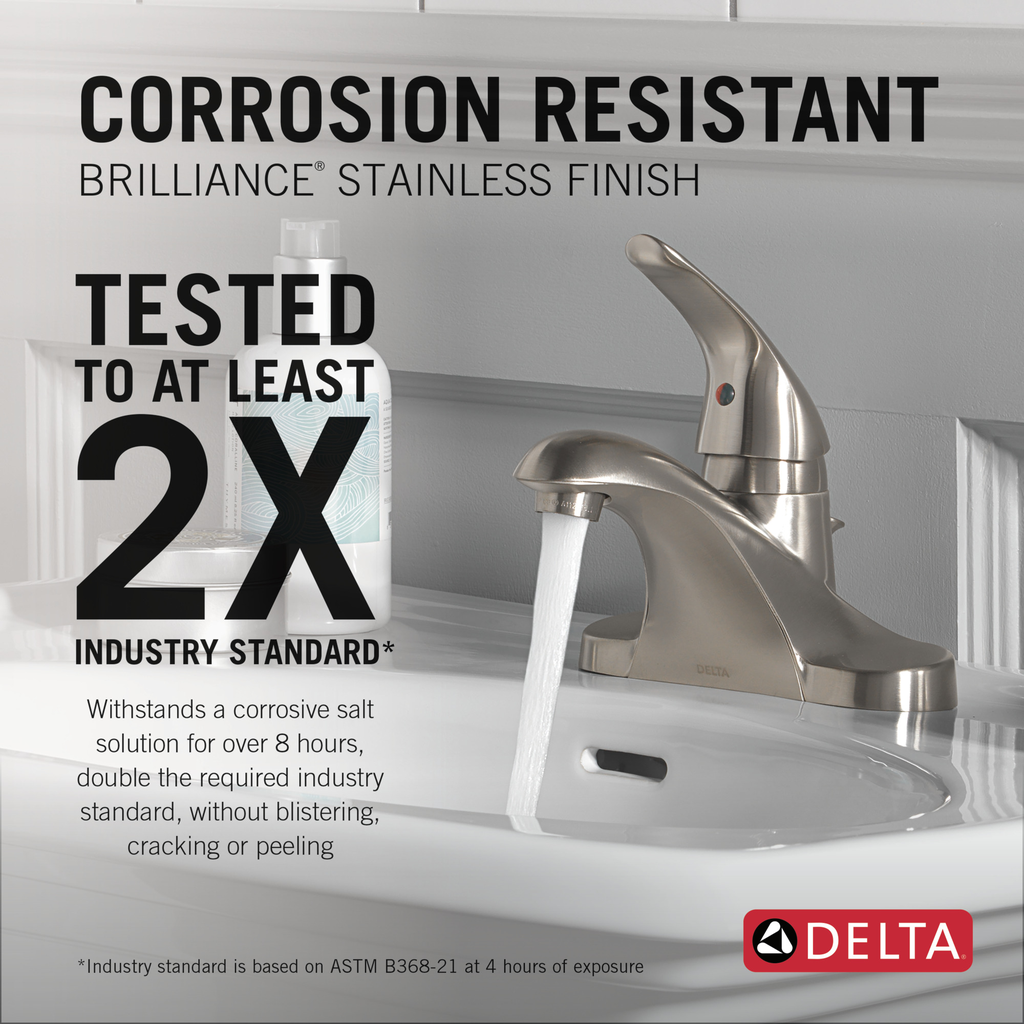 Delta Foundations®: Single Handle Centerset Bathroom Faucet - Single Handle Lever - Stainless