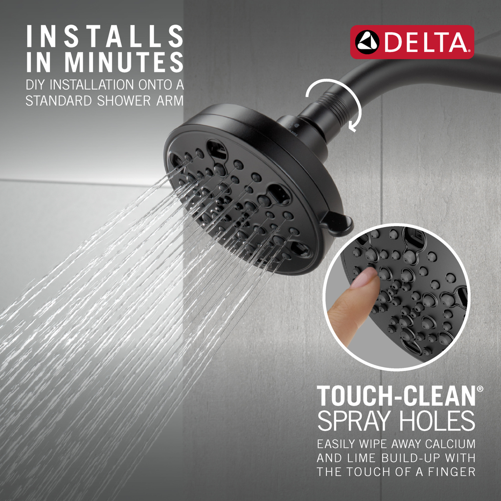 Delta Universal Showering Components: H2Okinetic® 5-Setting Contemporary Shower Head - Matte Black