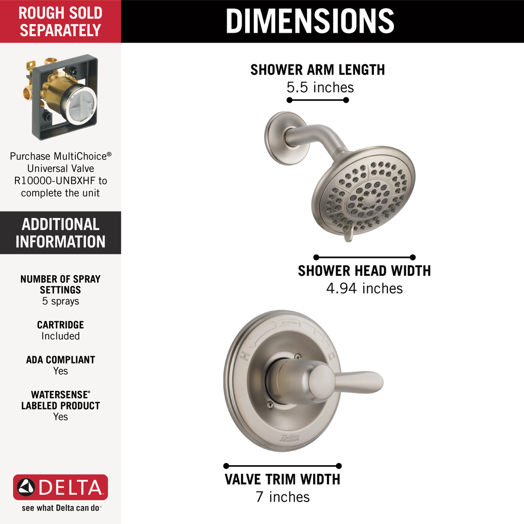 Delta Lahara®: Monitor® 14 Series Shower Trim - Single Handle Lever - Stainless