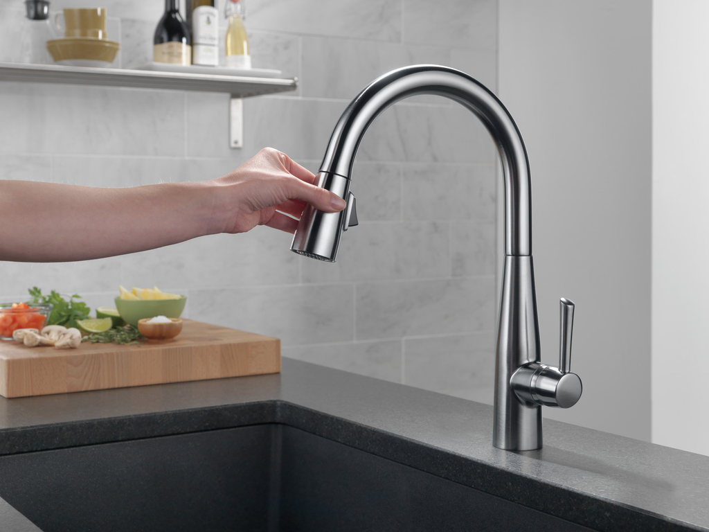 Delta Essa®: Single Handle Pull-Down Kitchen Faucet - Single Handle Lever - Arctic Stainless